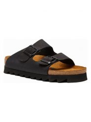 Comfortfusse Skórzane klapki "Troy" w kolorze czarnym rozmiar: 42. Czarne klapki Comfortfüße, bez wzorów, z nubiku, klasyczne, z otwartym noskiem, bez obcasa, bez zapięcia. Za 260.99 zł.