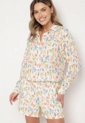 Beżowa Koszula z Bawełny z Kwiatowym Motywem Nilarienne. Brązowe koszule Born2be, l, bez wzorów, z bawełny, eleganckie, bez kołnierzyka, bez ramiączek. W wyprzedaży za 110.49 zł.