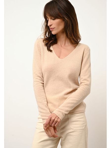 Just Cashmere Kaszmirowy sweter "Joan" w kolorze beżowym rozmiar: XL. Brązowe swetry Just Cashmere, xl, bez wzorów, z kaszmiru, bez ramiączek. Za 395.31 zł.