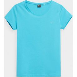 T-shirt slim gładki damski. Brązowe t-shirty 4f, xl, bez wzorów, z bawełny, bez kołnierzyka, bez ramiączek. Za 39.99 zł.