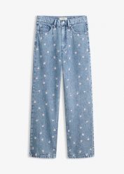 Jeansy straight, high waist, z bawełny. Niebieskie jeansy bonprix, bez wzorów, z bawełny, z podwyższonym stanem. Za 179.99 zł.