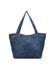 Guess Jeans Torebka M6YZ42 D2278 Granatowy. Niebieskie torebki klasyczne Guess Jeans, z aplikacjami, z jeansu, bez dodatków. Za 299.99 zł.