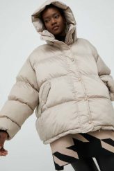 Answear Lab kurtka damska kolor beżowy zimowa oversize. Brązowe kurtki Answear Lab, na zimę, l, bez wzorów, z kapturem. W wyprzedaży za 299.99 zł.
