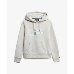 Bluza damska z kapturem Superdry Super Athletics. Szare bluzy Superdry, l, bez wzorów, bez ramiączek, z kapturem. Za 342.70 zł.