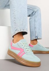 Jasnozielone Sneakersy Klasyczne Tenisówki Zdobione Przeszyciami Alatira. Zielone trampki Renee, z aplikacjami, z jeansu, eleganckie, bez zapięcia. W wyprzedaży za 75.99 zł.