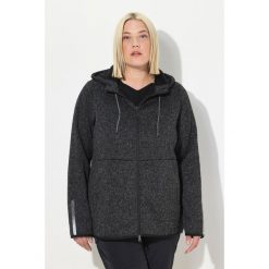 Damskie Sweter na polarze pluszowy polar dwukierunkowy suwak odblaski. Czarne bluzy z polaru Ulla Popken, na zimę, plus size, bez wzorów, z materiału, narciarskie. W wyprzedaży za 279.99 zł.