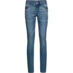 Dżinsy ze stretchem z ozdobnymi kamieniami SKINNY bonprix niebieski "bleached used". Jeansy marki bonprix. Za 149.99 zł.