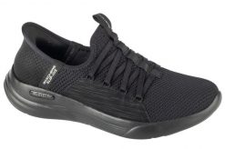 Buty sportowe Sneakersy damskie, Slip-ins: Sport - Ballet Chic. Czarne buty treningowe Skechers, bez wzorów, z materiału, przed kostkę, bez zapięcia, trekkingowe. Za 299.99 zł.