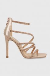 Steve Madden sandały Caviar kolor złoty SM11002082. Żółte sandały Steve Madden, bez wzorów, z materiału, bez obcasa, na obcasie, bez zapięcia. W wyprzedaży za 383.99 zł.