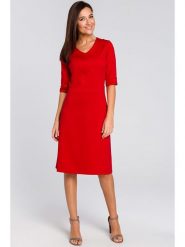 Stylove Sukienka w kolorze czerwonym rozmiar: XXL. Czerwone sukienki Stylove, na co dzień, xxl, bez wzorów, bez kołnierzyka, bez ramiączek, midi, proste. Za 133.89 zł.
