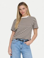 ONLY T-Shirt Livina 15272227 Brązowy Regular Fit. Brązowe t-shirty ONLY, l, bez wzorów, z bawełny, bez kołnierzyka, bez ramiączek. Za 99.99 zł.