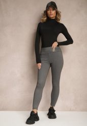 Szare Legginsy High Waist Ozdobione Aplikacją Sevirra. Szare legginsy Renee, z aplikacjami, z jeansu, biznesowe, długie. W wyprzedaży za 23.99 zł.