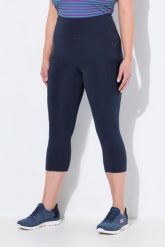 Damskie Legginsy 3/4 długość do łydek wysoki stan szybkoschnący materiał. Czarne legginsy sportowe Ulla Popken, plus size, bez wzorów, z elastanu, z podwyższonym stanem. Za 239.99 zł.