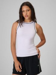 4F Top slim gładki damski - biały S. Białe topy sportowe 4f, s, bez wzorów, z dzianiny. Za 59.99 zł.