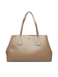 Calvin Klein Torebka Ck Snap Large Tote LV04F3502G Beżowy. Brązowe shopper bag Calvin Klein, bez wzorów, ze skóry, bez dodatków. Za 749.99 zł.