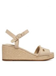 Tommy Hilfiger Sandały Mid Woven Wedge Espad Fringe FW0FW09470 Beżowy. Brązowe sandały Tommy Hilfiger, bez wzorów, z materiału, bez obcasa, na koturnie, bez zapięcia. Za 359.99 zł.