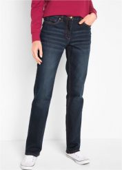 Dżinsy Straight, mid waist, z wygodnym paskiem. Niebieskie jeansy bonprix, bez wzorów, z jeansu. Za 132.99 zł.