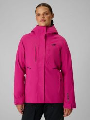 4F Kurtka trekkingowa membrana 10000 damska - różowa M. Czerwone kurtki 4f, m, bez wzorów, bez kaptura. Za 399.99 zł.