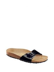 Birkenstock Klapki "Madrid" w kolorze czarnym rozmiar: 37. Czarne klapki Birkenstock, bez wzorów, klasyczne, z otwartym noskiem, bez obcasa, bez zapięcia. Za 293.75 zł.
