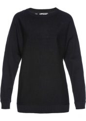 Sweter z rękawami typu nietoperz. Czarne swetry bonprix, bez wzorów, bez ramiączek. Za 104.99 zł.