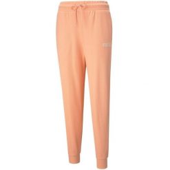 Spodnie damskie Puma Modern Basics High brzoskwiniowe. Brązowe spodnie dresowe Puma, bez wzorów, długie. Za 77.00 zł.
