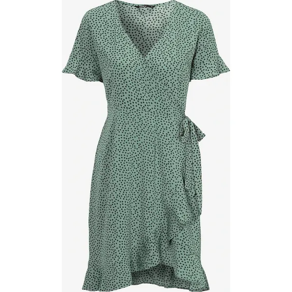 Sukienka Olivia. Czarne sukienki ONLY, s, bez wzorów, z tkaniny, eleganckie, bez kołnierzyka, bez ramiączek, mini, kopertowe. Za 119.00 zł.