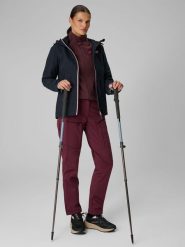 4F Spodnie trekkingowe softshell wiatroodporne membrana 8000 damskie - burgundowe S. Czerwone spodnie materiałowe 4f, bez wzorów, z materiału. Za 399.99 zł.