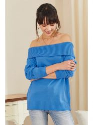 Milan Kiss Sweter w kolorze niebieskim rozmiar: XL. Niebieskie swetry Milan Kiss, xl, bez wzorów, bez ramiączek. Za 134.21 zł.