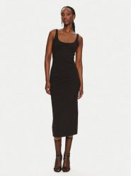 Patrizia Pepe Sukienka koktajlowa 8A1371/J129-K103 Czarny Slim Fit. Czarne sukienki Patrizia Pepe, bez wzorów, z syntetyku, wizytowe, bez kołnierzyka, bez ramiączek. Za 629.99 zł.