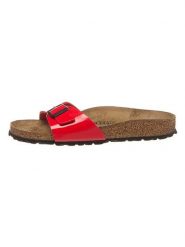 Birkenstock Klapki "Madrid" w kolorze czerwonym rozmiar: 38. Czerwone klapki Birkenstock, bez wzorów, klasyczne, z otwartym noskiem, bez obcasa, bez zapięcia. Za 226.77 zł.