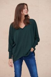 Sweter Damski Astley BS Butelkowa Zieleń. Zielone swetry blue shadow, s, bez wzorów, z bawełny, eleganckie, bez ramiączek. Za 249.90 zł.