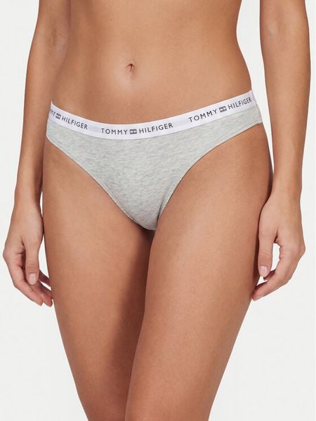 Tommy Hilfiger Stringi UW0UW05875 Szary. Szare stringi Tommy Hilfiger, bez wzorów, z bawełny. Za 69.99 zł.