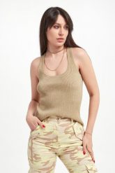 Top damski lureksowy PATRIZIA PEPE. Topy Patrizia Pepe, xs, bez wzorów, bez kołnierzyka, bez ramiączek. W wyprzedaży za 682.73 zł.