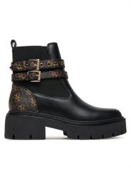 Guess Botki FLTSDR FAL10 Czarny. Czarne botki Guess, z aplikacjami, ze skóry, bez obcasa, na płaskiej podeszwie, bez zapięcia. Za 579.99 zł.