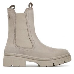 Sztyblety Tamaris. Szare botki Tamaris, bez wzorów, bez obcasa, na płaskiej podeszwie, bez zapięcia. Za 329.99 zł.