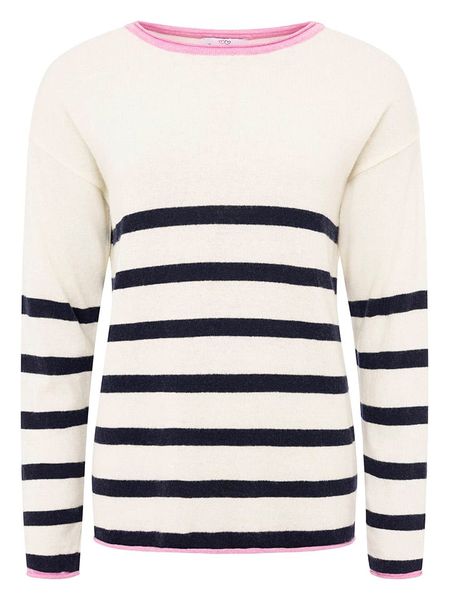 Zwillingsherz Sweter "Stripes" w kolorze kremowo-granatowym rozmiar: XL. Brązowe swetry Zwillingsherz, xl, bez wzorów, z kaszmiru, bez ramiączek. Za 166.49 zł.