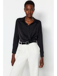 Trendyol Bluzka w kolorze czarnym rozmiar: 34. Czarne bluzki Trendyol, bez wzorów, bez kołnierzyka, bez ramiączek. Za 73.99 zł.