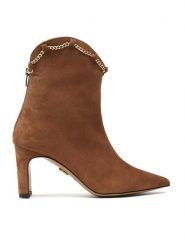 Baldowski Botki D04409/2068 Brązowy. Brązowe botki Baldowski, bez wzorów, ze skóry, bez obcasa, na słupku, bez zapięcia. Za 419.99 zł.