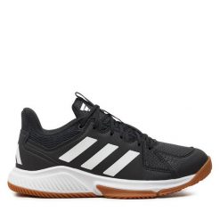 Buty halowe adidas. Czarne buty sportowe lifestyle adidas, bez wzorów, bez zapięcia. Za 249.99 zł.