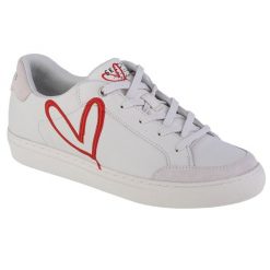 Buty sportowe Sneakersy damskie, Skechers Side Street - Lonely Heart. Białe buty treningowe Skechers, bez wzorów, z materiału, przed kostkę, bez zapięcia, trekkingowe. Za 239.99 zł.