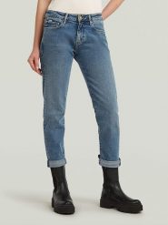 G-Star Dżinsy - Boyfriend fit - w kolorze niebieskim rozmiar: W26/L34. Niebieskie jeansy G-Star, l, z aplikacjami, ze skóry, klasyczne. Za 351.38 zł.