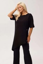 Czarna asymetryczna tunika bambusowa Marlene PLUS SIZE XXL OVERSIZE. Czarne tuniki Moda Size Plus Iwanek, l, bez wzorów, z dzianiny, eleganckie, z asymetrycznym kołnierzem, bez ramiączek. Za 189.90 zł.