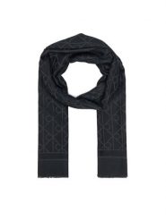 Calvin Klein Szal Emblem Aop Glossy Tonal Scarf LV04F8096G Czarny. Czarne szaliki i kominy Calvin Klein, bez wzorów, z materiału. Za 269.99 zł.