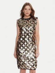 LOLA CASADEMUNT Sukienka koktajlowa LF2516016 Srebrny Regular Fit. Szare sukienki LOLA CASADEMUNT, l, bez wzorów, z syntetyku, wizytowe, bez kołnierzyka, bez ramiączek. Za 749.99 zł.