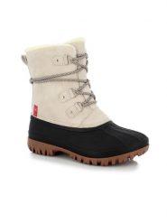 Kimberfeel Kozaki zimowe "Hortence" w kolorze kremowo-czarnym rozmiar: 39. Brązowe kozaki Kimberfeel, na zimę, bez wzorów, z materiału, eleganckie, bez obcasa, bez zapięcia. Za 208.99 zł.