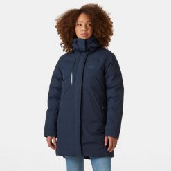 Parka dla kobiet Helly Hansen Adore. Niebieskie płaszcze Helly Hansen, na zimę, bez wzorów, bez kaptura. W wyprzedaży za 1,429.50 zł.