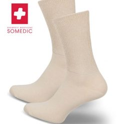 Beżowe skarpetki medyczne SOMEDIC 753. Brązowe skarpetki Milena, bez wzorów, z bawełny. Za 15.60 zł.