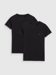 4F T-shirt slim gładki damski (2-pack) - czarny M. Czarne t-shirty 4f, m, bez wzorów, z bawełny, klasyczne, bez kołnierzyka, bez ramiączek. Za 79.99 zł.