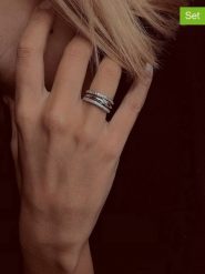 Les Petites Précieuses Srebrne pierścionki (3 szt.) z cyrkoniami rozmiar: 50. Szare pierścionki Les Petites Précieuses, z cyrkonią, srebrne. Za 235.50 zł.