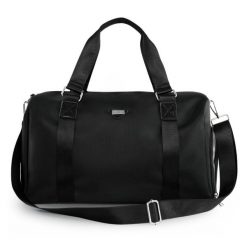 Torba podróżna damska weekendowa Solier FB51 Rimma czarna. Czarne torby na laptopa Solier, bez wzorów, z materiału, na ramię. Za 199.99 zł.